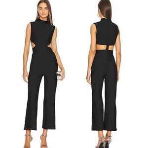 ELLIATT Lambley Jumpsuit Small Black Cutout Mock Neck Sleeveless Bandage Romper